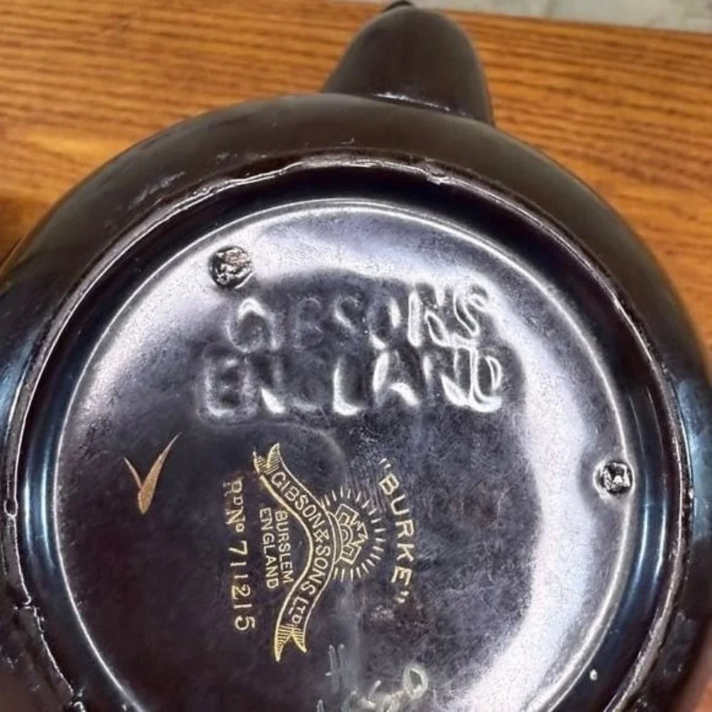 Vintage Gibson Burke England Porcelain Teapot With Gold‎ tone
